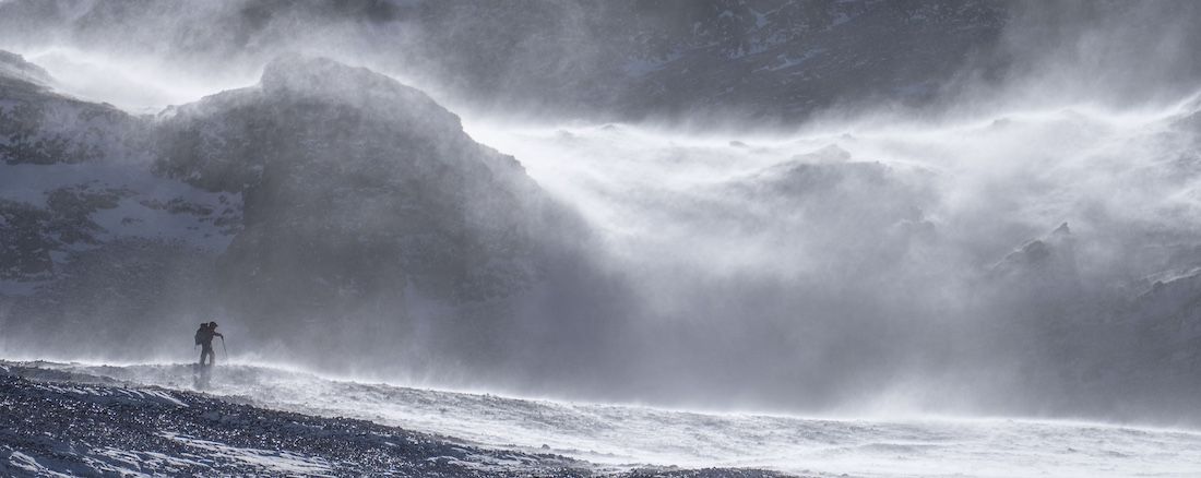 Climber in the wind